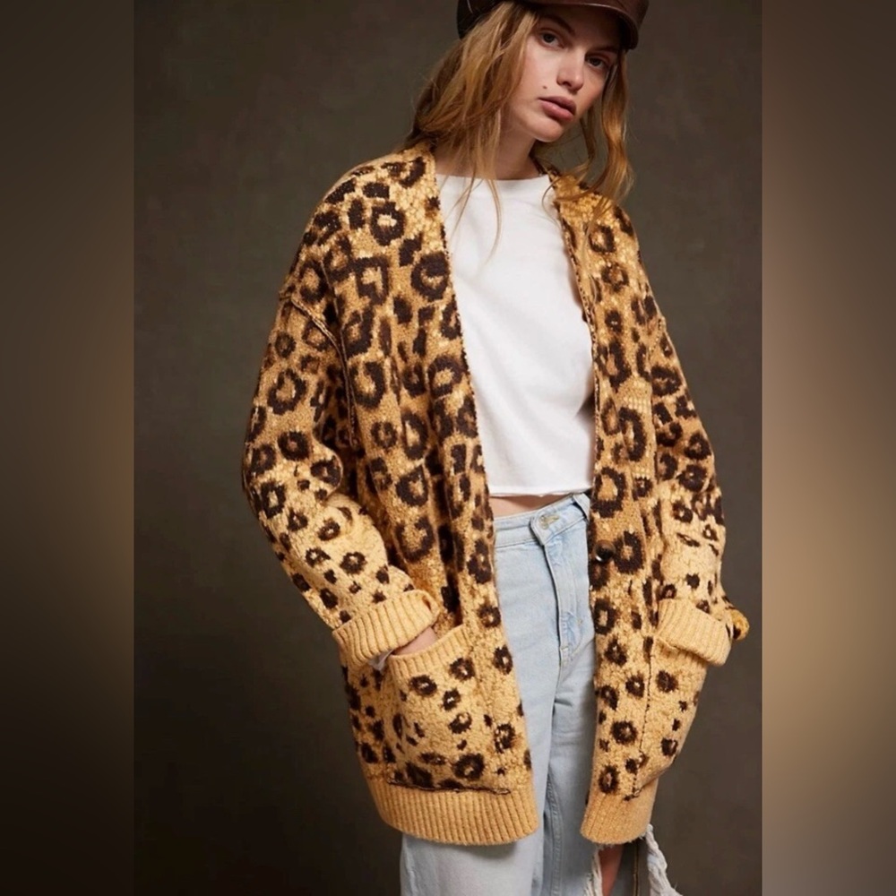 Free People State Side Cardigan Leopard Print - Picture 4 of 4
